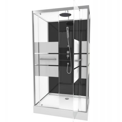 AURLANE Cabine de douche avec portes s&eacute;rigraphi&eacute;es - Gris - 110 x 80 x 235 cm
