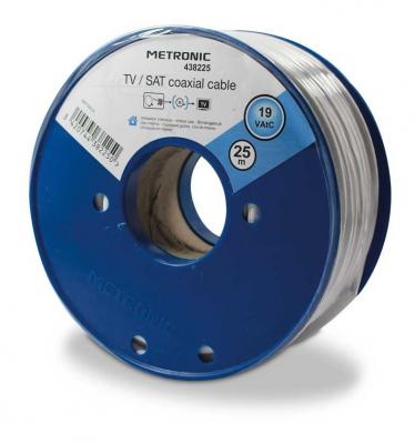 METRONIC C&acirc;ble TV coaxial bobine 19 VATC 25 m - blanc - Noir