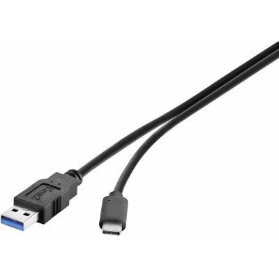 RENKFORCE C&acirc;ble USB USB 3.2 Gen1 (USB 3.0) USB-A m&acirc;le, USB-C m&acirc;le 30.00 cm noir contacts dor&eacute;s