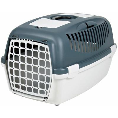 Cage De Transport Moka Pour Animal - Rose Et Gris, 44.5x31x31 Cm, Poignée Et Clips