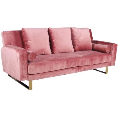 COTECOSY MENZZO Canap&eacute; convertible Moonlight Velours Rose Pied Or