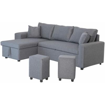 HAPPY GARDEN Canap&eacute; d'angle convertible TONY 3 places gris chin&eacute; - Gris