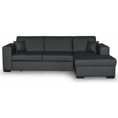 LOUNGITUDE Canap&eacute; d'angle droit convertible en simili gris