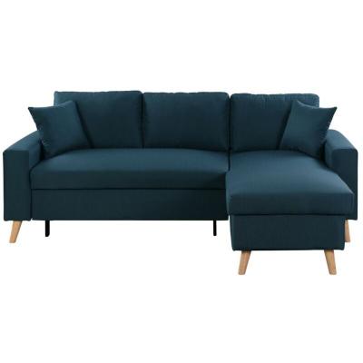 LOUNGITUDE Canap&eacute; d'Angle MARIA SCANDINAVE R&eacute;versible et Convertible - Bleu 