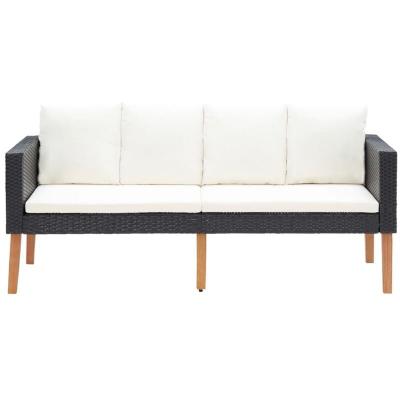 VIDAXL  Canap&eacute; De Jardin &Agrave; 2 Places Avec Coussins R&eacute;sine Tress&eacute;e Noir