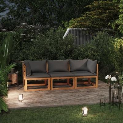 VIDAXL  Canap&eacute; De Jardin &Agrave; 3 Places Avec Coussin Bois D'acacia Massif