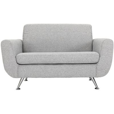 MILIBOO Canap&eacute; design 2 places en tissu gris clair et acier chrom&eacute; PURE