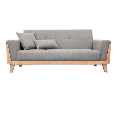 MILIBOO  Canap&eacute; scandinave 3 places en tissu gris et bois clair FJORD