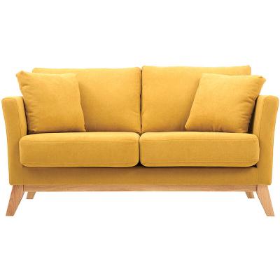 MILIBOO Canap&eacute; scandinave 2 places d&eacute;houssable effet velours moutarde OSLO