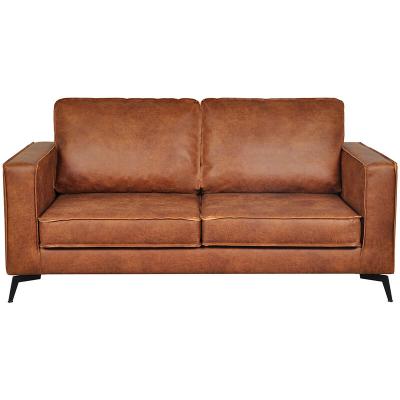 MILIBOO Canap&eacute; cuir vintage cognac 2 places - cuir de vache reconstitu&eacute; SONNY