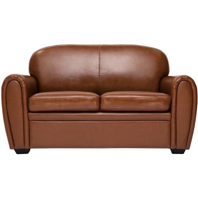 MILIBOO Canap&eacute; vintage 2 places marron et bois noir CLUB L153xP87.5xH89