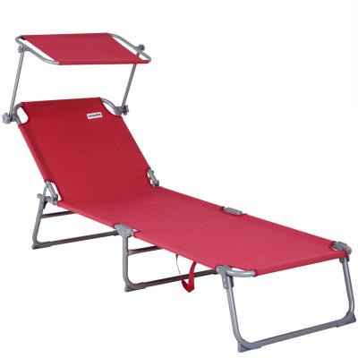 CASARIA&REG; Transat de jardin orange pliable pare-soleil