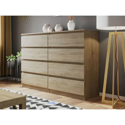 Celia - commode 8 tiroirs - bois - 139 cm - style contemporain Couleur - Bois