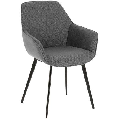Kave Home - Chaise Amira gris clair et pieds en acier finition noire