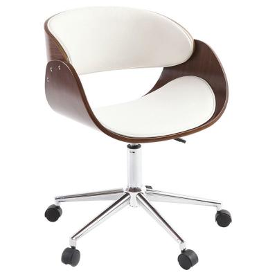 Miliboo Chaise de Bureau &agrave; roulettes Blanc et Noyer Bent