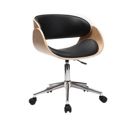 Chaise design roulettes noir et bois clair BENT