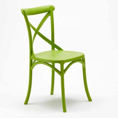 Chaise de cuisine et restaurant en polypropyl&egrave;ne Vintage Paesana Cross design, Couleur: Vert