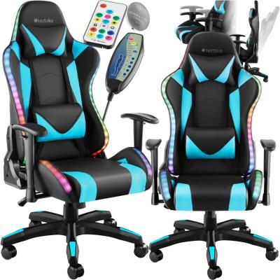 Tectake chaise de gaming dossier r&eacute;glable avec fonction massage et led TARTAROS 