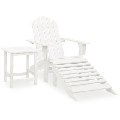 VIDAXL Chaise de jardin Adirondack avec pouf et table Sapin Blanc