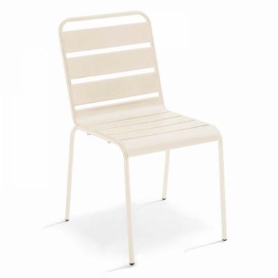 OVIALA Palavas - Chaise de jardin en m&eacute;tal ivoire - Beige
