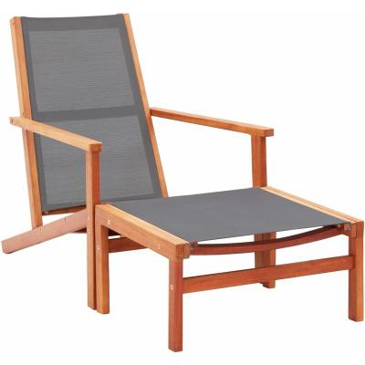 VIDAXL  - Chaise de jardin et repose-pied Gris Eucalyptus et textil&egrave;ne