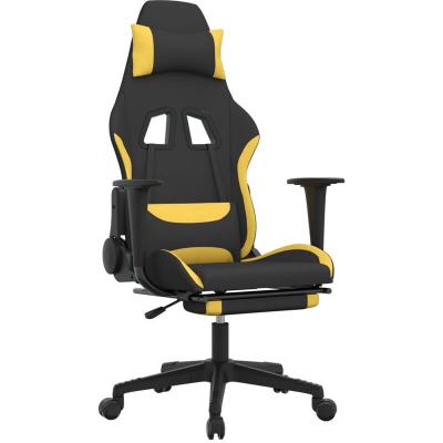 VIDAXL Chaise de jeu de massage avec repose-pied Noir et jaune Tissu - 