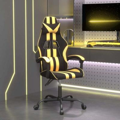 VIDAXL Chaise de jeu pivotante Noir et dor&eacute; Similicuir 