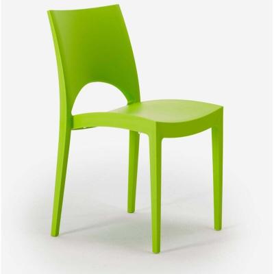 Chaise en polypropyl&egrave;ne empilable salle &agrave; manger bar Paris Grand Soleil, Couleur: Vert