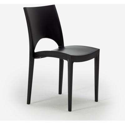 Chaise en polypropyl&egrave;ne empilable salle &agrave; manger bar Paris Grand Soleil, Couleur: Noir