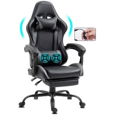 GENERIQUE Chaise Gaming ergonomique avec repose-pieds et massage gris