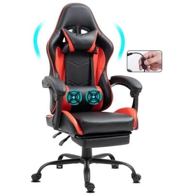 GENERIQUE Chaise Gaming ergonomique avec repose-pieds et massage rouge