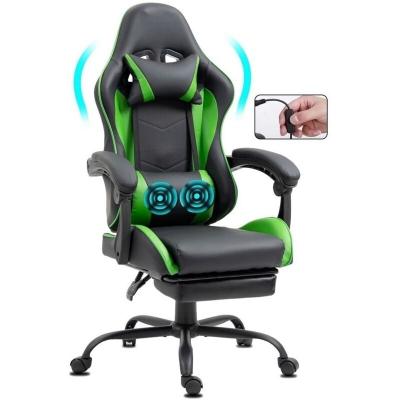 GENERIQUE Chaise Gaming ergonomique avec repose-pieds et massage vert