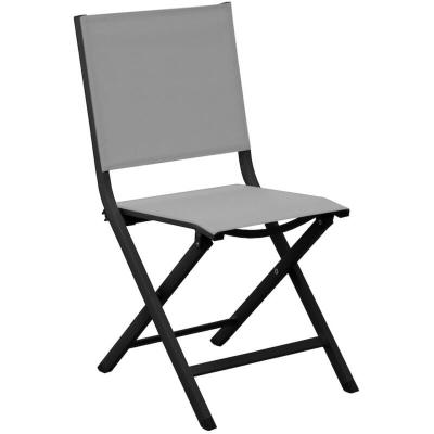 ALIZE Chaise de jardin en aluminium Proloisirs Thema graphite et gris clair