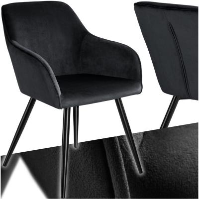 Tectake chaise marilyn effet velours style scandinave - noir 403663