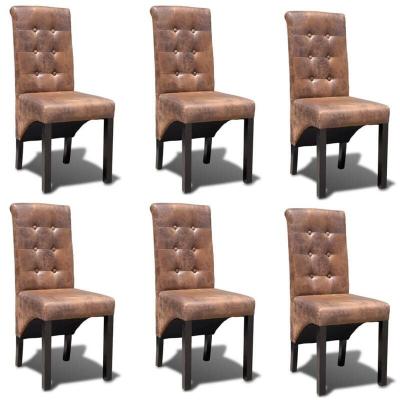 Chaises de salle &agrave; manger 6 pcs marron similicuir