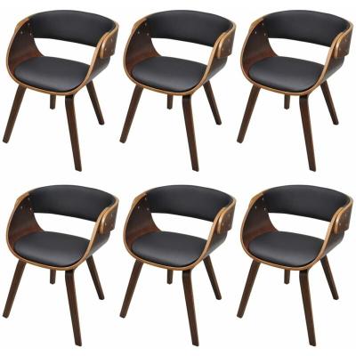 Chaises de salle &agrave; manger 6 pcs Marron Similicuir Vidaxl Black and dark brown