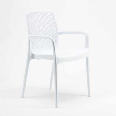 GRAND SOLEIL Chaises de Jardin Boheme  Bar avec accoudoirs Poly-rotin Couleur: Blanc