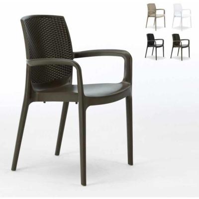 GRAND SOLEIL Chaises de Jardin Boheme  Bar avec accoudoirs Poly-rotin Couleur: Marron
