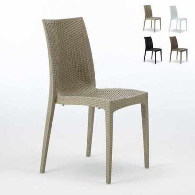 GRAND SOLEIL Chaises de Jardin caf&eacute; bar empilable  Polyrotin Bistrot Couleur: Beige