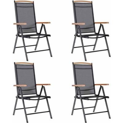 VIDAXL  - 4 pcs Chaises pliables de jardin Aluminium et textil&egrave;ne Noir n/a