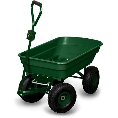 Chariot de jardin 4 roues vert 52L capacit&eacute; 120kg