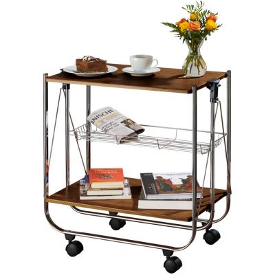 Desserte &agrave; roulettes pliante, De Luxe, Noyer