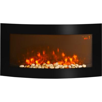 HOMCOM Chemin&eacute;e &eacute;lectrique murale led design avant-gardiste avec t&eacute;l&eacute;commande 1000-2000 w noir