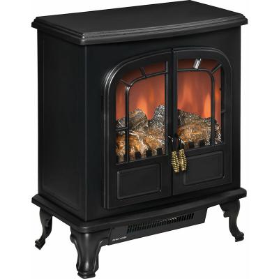 HOMCOM Chemin&eacute;e &eacute;lectrique po&ecirc;le style n&eacute;o-r&eacute;tro acier abs noir
