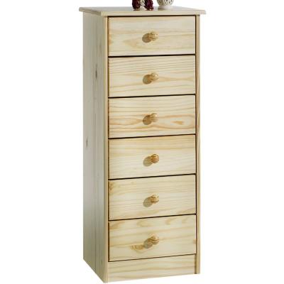 Chiffonnier en pin RONDO 6 tiroirs vernis naturel