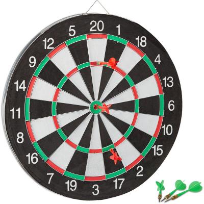 RELAXDAYS  Cible de Fl&eacute;chettes X2 43 cm Comp&eacute;tition Jeu de fl&eacute;chettes avec 6 fl&eacute;chettes noir-blanc 
