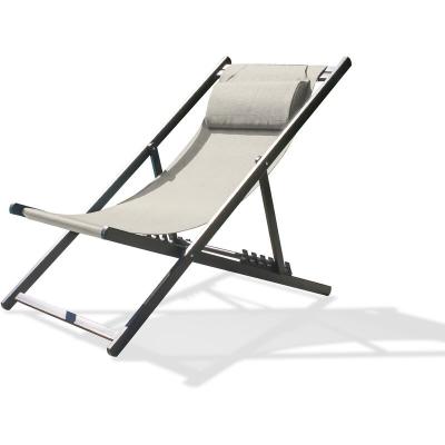 CITY GARDEN Chilienne de jardin en toile plastifi&eacute;e grise et aluminium anthracite