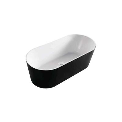 Baignoire ilot noire mate Cleo 140 cm en acrylique Noir Et Blanc