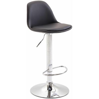 CLP Tabouret de bar Kiel assise et dossier rembourr&eacute;s similicuir , Chrome/Noir