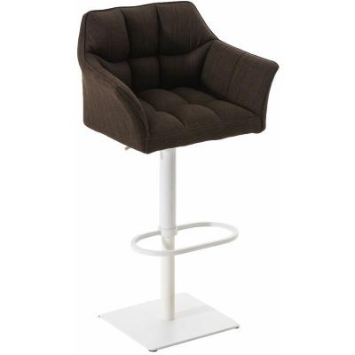 CLP - Tabouret de bar Damaso en Tissu marron M&eacute;tal blanc mat